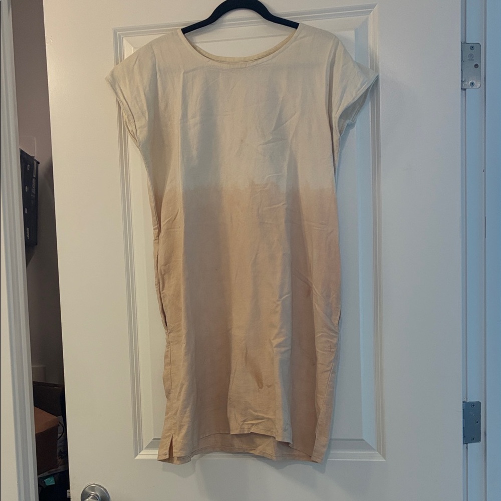Cream and Pink Hand Dyed Marigold Ombre Dress